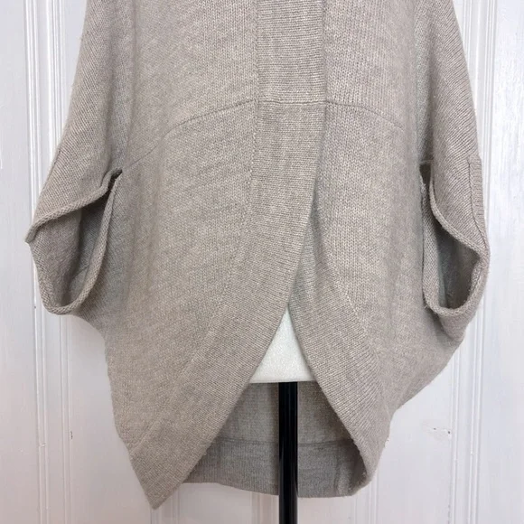 Light Beige Convertible Turtleneck Poncho Sweater/cardigan - Picture 10 of 13